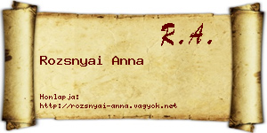 Rozsnyai Anna névjegykártya